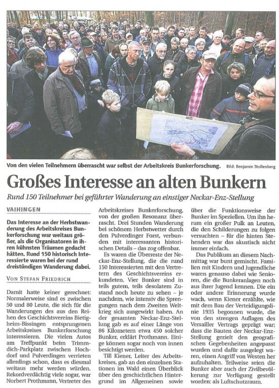 Großes Interesse an alten Bunkern - Ludwigsburger Kreiszeitung November 2011